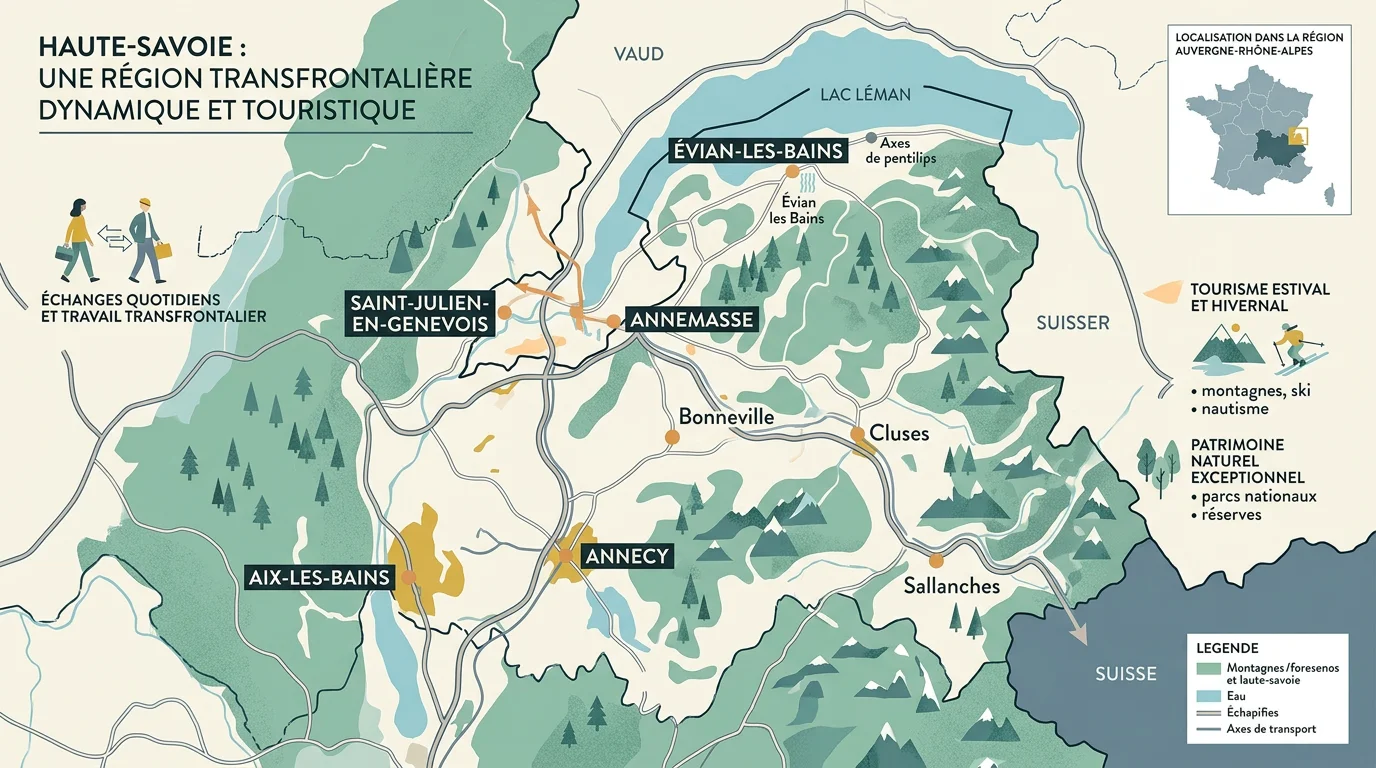 Carte illustrée des secteurs porteurs pour investir en Haute-Savoie