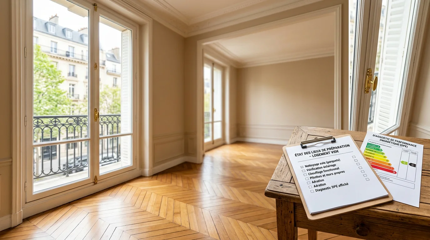 Appartement lumineux préparé pour la location avec checklist et diagnostic énergétique