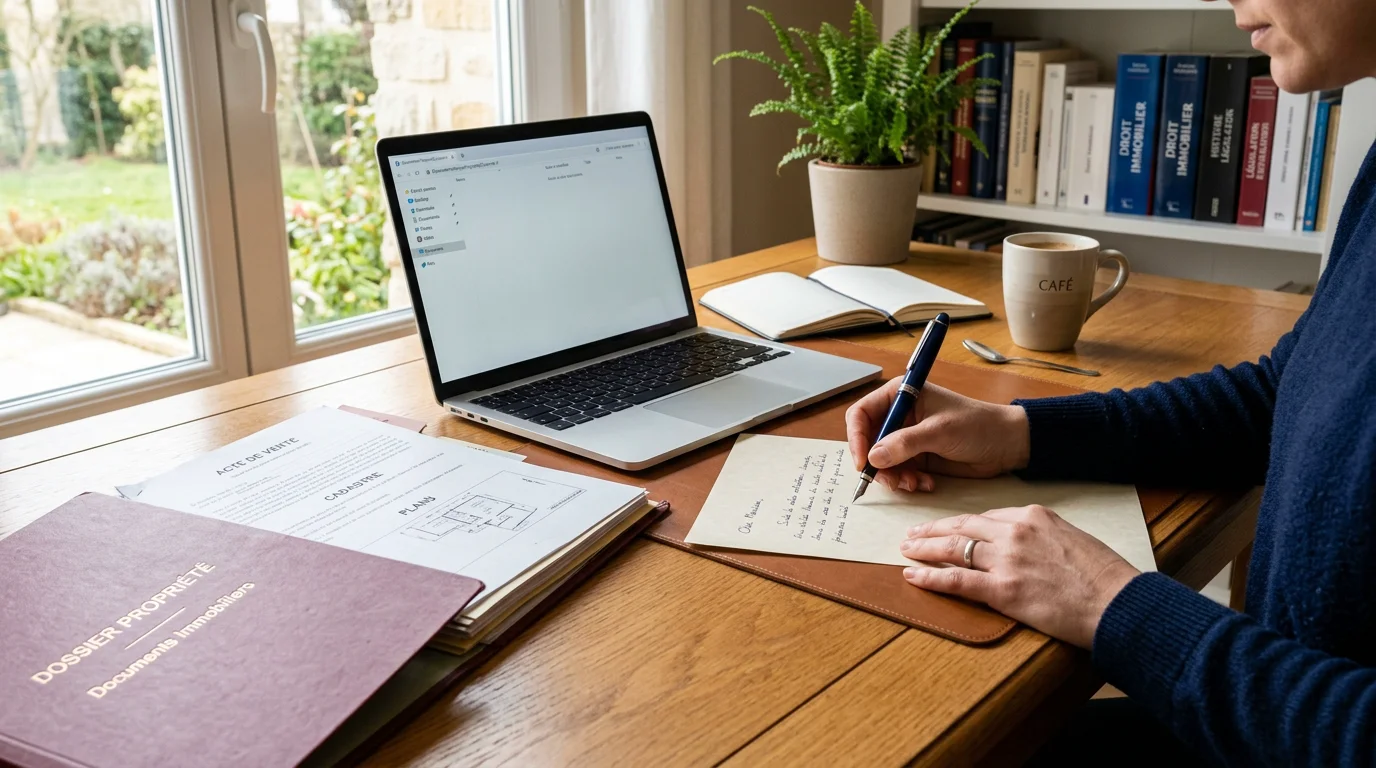 Propriétaire rédigeant une lettre de résiliation de mandat de gestion à son bureau