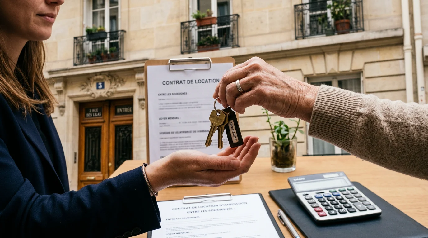 Remise de clés symbolisant les obligations du nouveau bailleur après un héritage