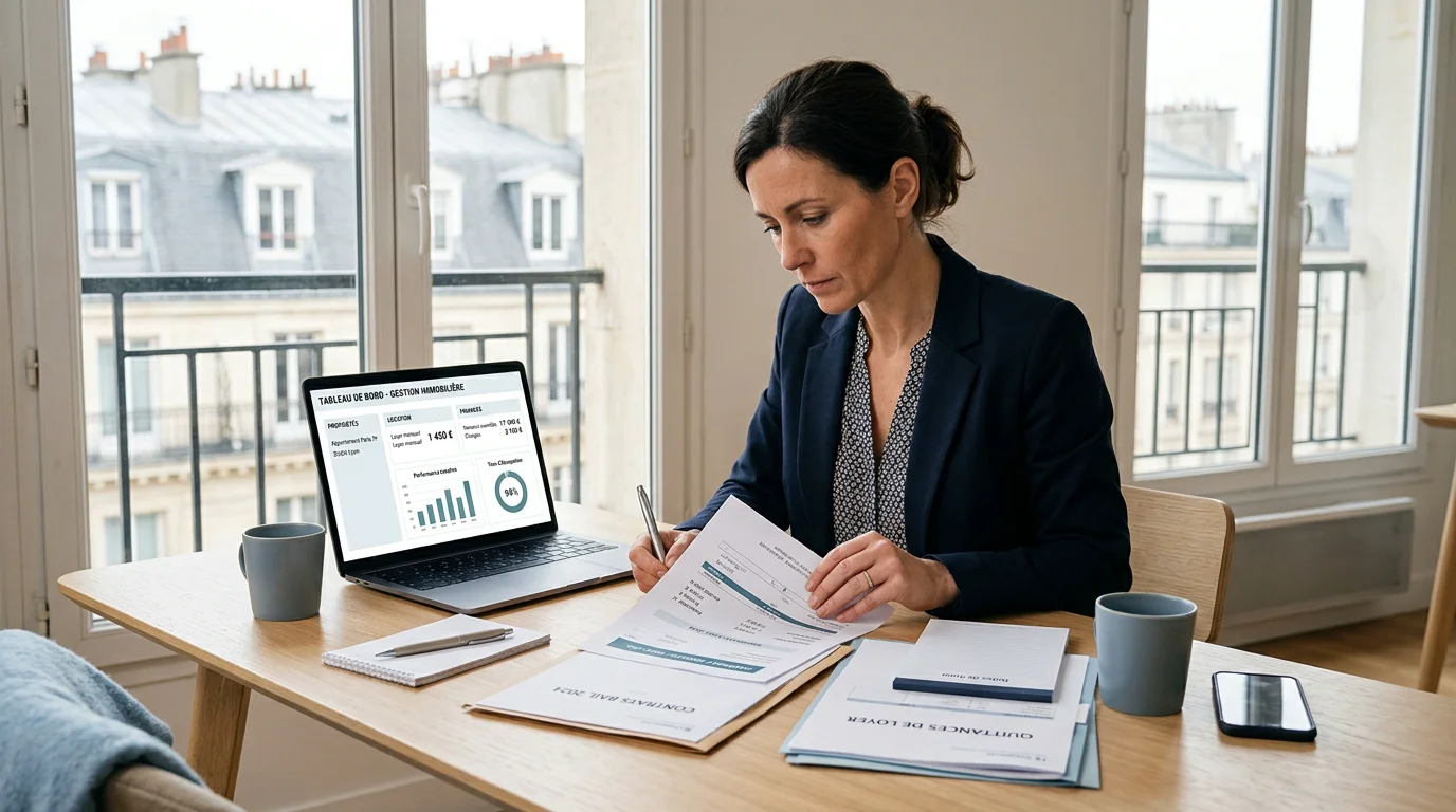 Propriétaire bailleur analysant les performances de son agence de gestion locative
