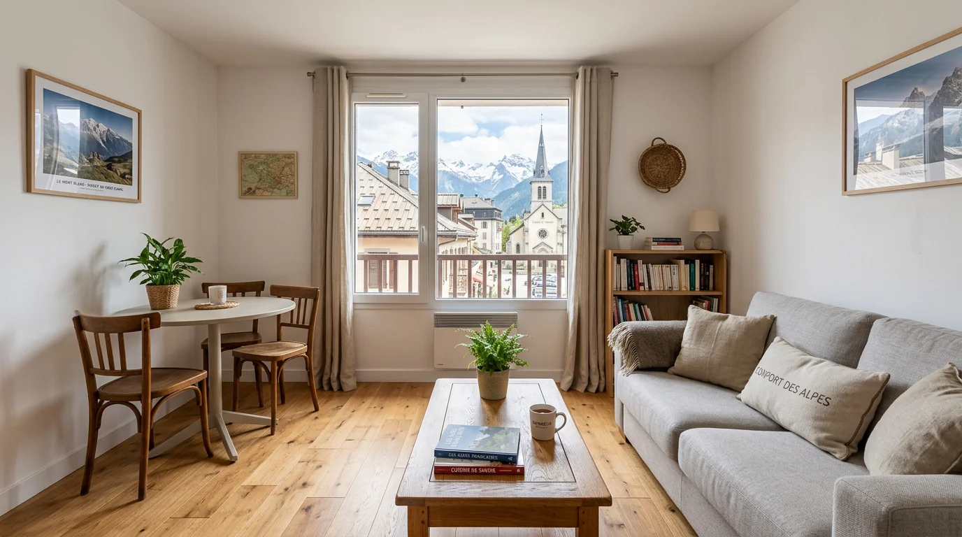 Intérieur d'un appartement meublé prêt à louer à Chambéry
