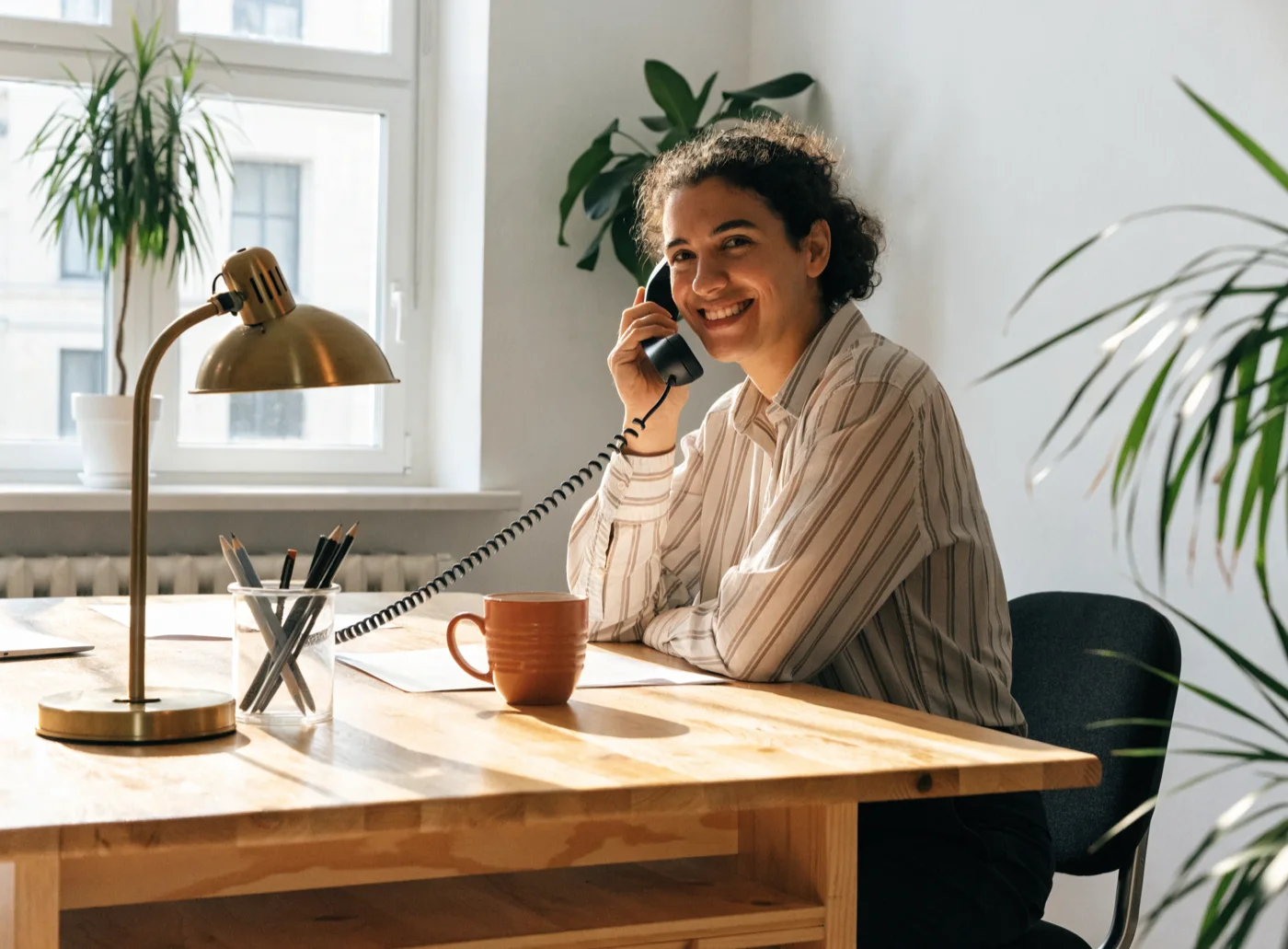 Gestionnaire Bolieu au téléphone dans son bureau